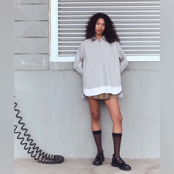 DOUBLE CUFF OVERSIZED POPLIN SHIRT - Picture 4 of 10